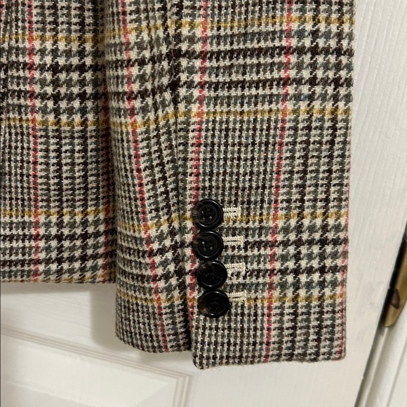 J.Crew Regent Blazer Jacket Plaid Houndstooth Wool Blue Stand Collar New Size 6 - Picture 9 of 12